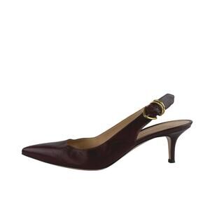 Gianvito Rossi Brown Leather Pointed Toe Buckle Slingback Pumps Shoes 40 US 10